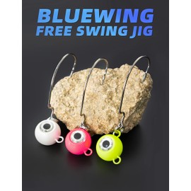 BLUEWING Free Swing Jig Head 1pc Freshwater Fishing Lures Lead Head Jig for Perch Crappie Bluegill Fishing, Size 1oz, Yellow/Green