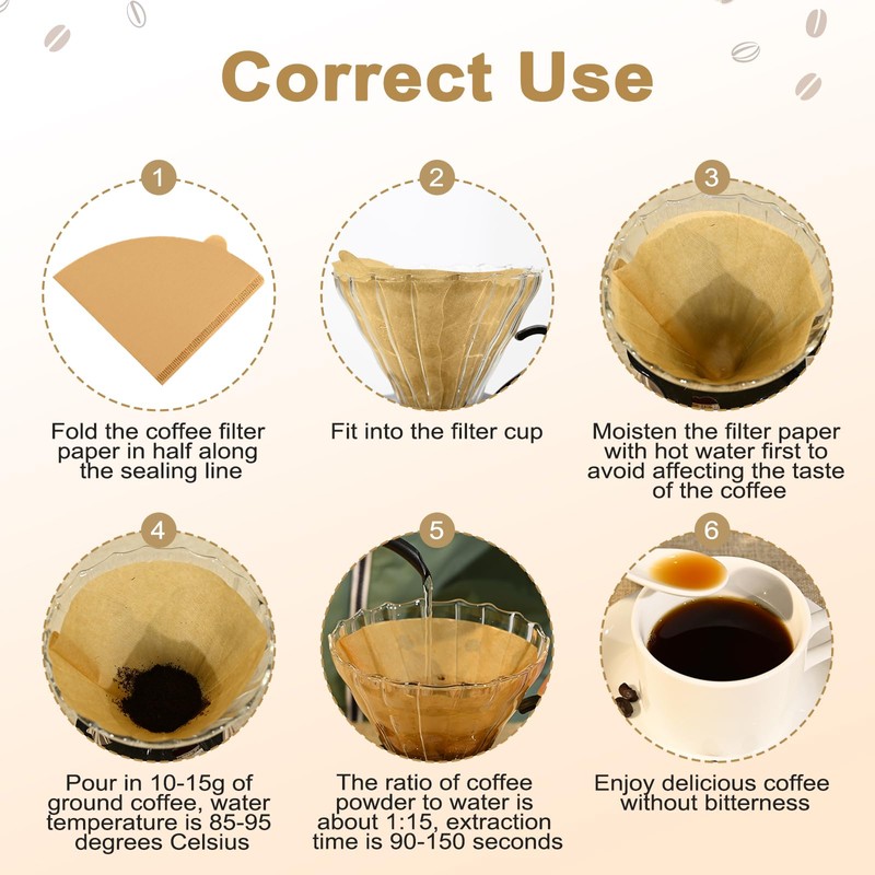 Dingkei 200 Count Cone Coffee Filters Size 02, Coffee Filters