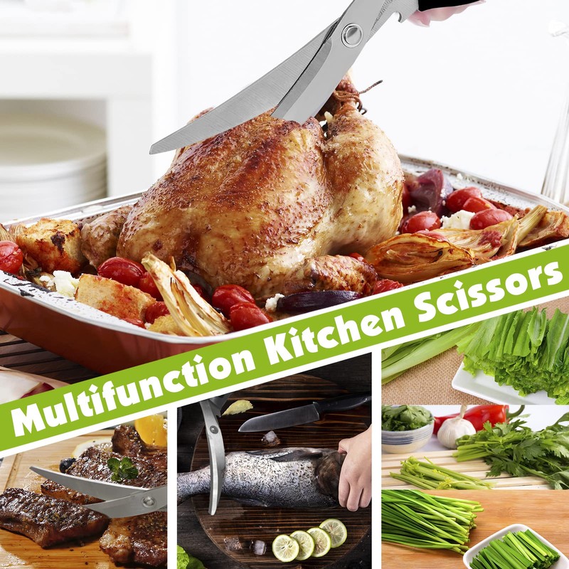 Kitchen Scissors, Korean Barbecue Sheras and Tongs Set,Kitchen Scissors for