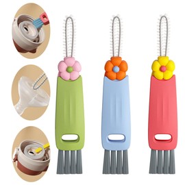 3 in 1 Cup Lid Cleaning Brush, Multifunctional Portable Cup Lid Cleaner with Brush,for Thorough Cleaning of Cups, Bottles and Tight Spaces Cup - Ideal,for Home Kitchen Cleaning Tools（3PCS）