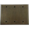 Aged Antique Brass 3 Gang Blank Plate