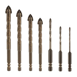 7pcs Four Edged Serrated Eccentric Drill Bits,1/4 Hex Shank High Strength Four-flute Sawtooth Eccentric Drill Bit Set,Carbide Tips for Brick Wood Tile Masonry Concrete Drills Bits(3/4/5/6/8/10/12mm)
