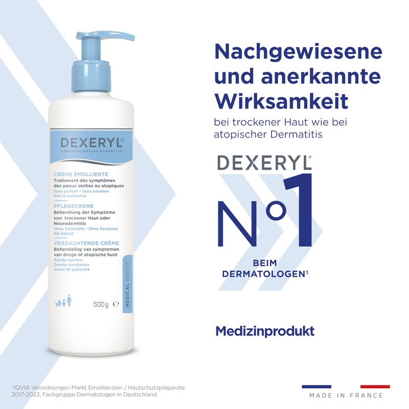 Dexeryl® Nourishing Cream for Dry Skin and Neurodermatitis, 500 g