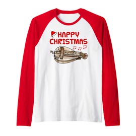 Hurdy Gurdy Christmas Gurdyist Folk Musician Music Teacher Raglan Baseball Tee