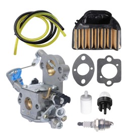 WTA-29 Carburetor Kit for Husqvarna 455 455E Rancher 460 461 Chainsaw - Includes Air Filter, Fuel Line, Spark Plug, Gasket (Replaces 530069105)