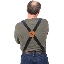 WELKINLAND 1.5Inch Black Suspenders, Heavy Duty Work Suspenders Men, Comfortable Black Suspender Men Belt Loop, Sturdy Suspender Jeans Hooks