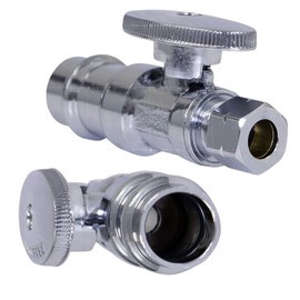 Midline Valve 93323QS-NL-Q 1/4 Turn Press Straight Stop Valve, 1/2" Press x 3/8" OD, Chrome Plated Brass