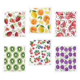 TREEWOO Juego de 5 paños de cocina suecos reutilizables de algodón natural, lavables, esponjas de limpieza para el hogar, comedor, súper absorbentes (beige, árbol)