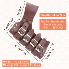 GORGECRAFT Leather Sword Frog Coconut Brown Retro Medieval Adjustable Faux Leather Sword Holster Belt Universal Sword Holder for Halloween Christmas Party Knight Warrior Cosplay Costume Accessories