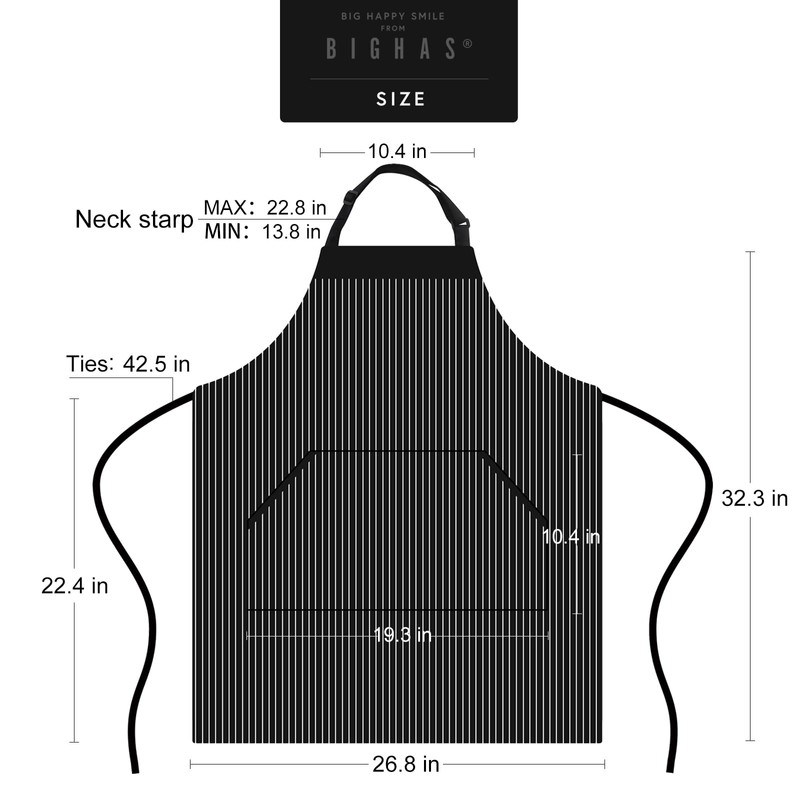 BIGHAS Adjustable Bib Apron with Pocket, Extra Long Ties for