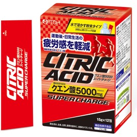 Citric acid supplement [Citric Acid 5000 Super Charge 15g x 12 packets [Functional Food]] Reduces fatigue after exercise and in daily life (functional ingredient: citric acid) Powder type that dissolves in water