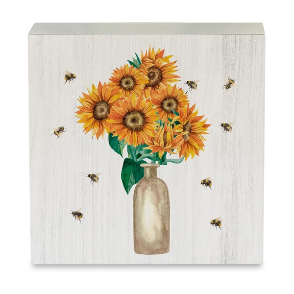 Country Sunflower Wood Box Sign Rustic Sunflowers in the Vase