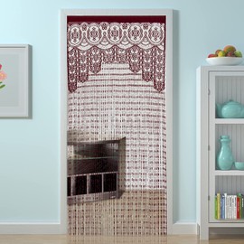 HSYLYM String Door Privacy Lace Curtain Macrame Boho Doorway Window Curtains for Wall Divider Windows Door Covers Decorative Room Separation (35×79in/90×200cm,Redviolet)