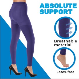 ABSOLUTE SUPPORT Compression Leggings for Women 20-30mmHg - Pantyhose for Reticular Veins, Purple, Small - A717VVein