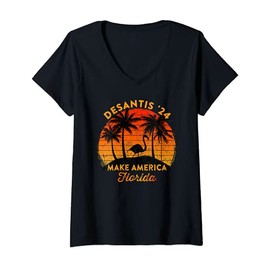 Womens Desantis 24 Make America Florida 2024 Presidential Race V-Neck T-Shirt