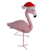 32" Pre-Lit Pink Flamingo with Santa Claus Hat Christmas Outdoor