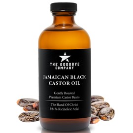 The Goodbye Company Jamaican Black Castor Oil, USDA Certified Organic - 250 mL, Cold Pressed, Unrefined for Eyebrow, Eyelash and Hair Growth (8.5 Ounces)