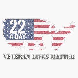 HOF Trading 22 Veterans A Day Military Veteran PTSD Awareness Gift Vinyl Sticker Waterproof Decal Laptop Wall Window Bumper Sticker 5"
