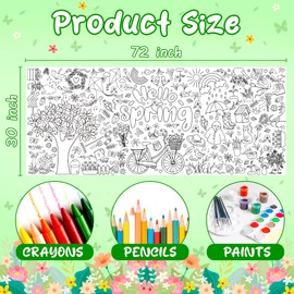 OHOME Spring Giant Coloring Poster/Tablecloth - Spring Decorations for Home-30 x 72 Inches Jumbo Coloring Banner Kids Crafts Activities Decor Party Supplies