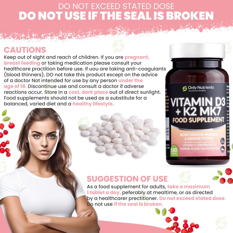 Only Nutrients | Vitamin D3 4000iu & Vitamin K2 125ug