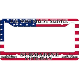 MilitaryBest U.S. Navy Silent Service Veteran Flag License Plate Frame