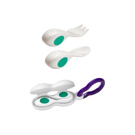Baby Spoon Fork Set (Case Included) Baby Baby Food Cutlery Set/Baby (6 Months Old) Doddl Baby (1 Color) Aqua Green/Plastic