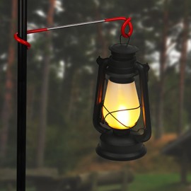 com-four® 2x lantern holder for camping and garden - lantern hook - hook for tent poles - suspension for tent lamp - hanging hook (2 pieces - red + silver color)