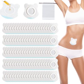 Castor Oil Wrap Pack of 100 Castor Oil Ppatches, Castor Oil Wrap, White Belly Button Plaster, Suitable for the Belly Button and Other Body Parts, Comes with 1 Storage Bag (Without Oil)