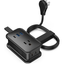 Uncaged Ergonomics Travel Power Strip with USB Ports (Black)