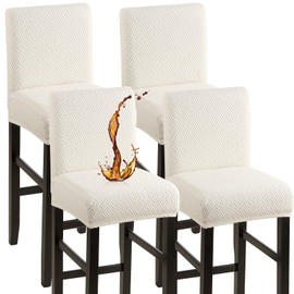 YISUN Waterproof Bar Stool Covers, Stretch Pub Stool Chair Cover Removable Washable Counter Stool Covers Bar Stool Slipcovers for Kitchen, Pub, Dining Room (4 Pack, Beige)