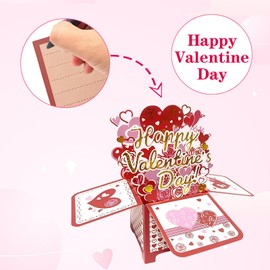 RIMYIUKU 3D Pop Up Valentines Card with Envelopes and Note Tag,Anniversary Card Cubic Box Pop Up Cards for Wife, Girlfriend,Husband, Couple, Girlfriend