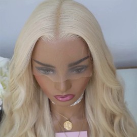 MISSWEN Long Wavy Layered Women Platinum blonde Heat Resistant Hair Lace Frontal Wigs