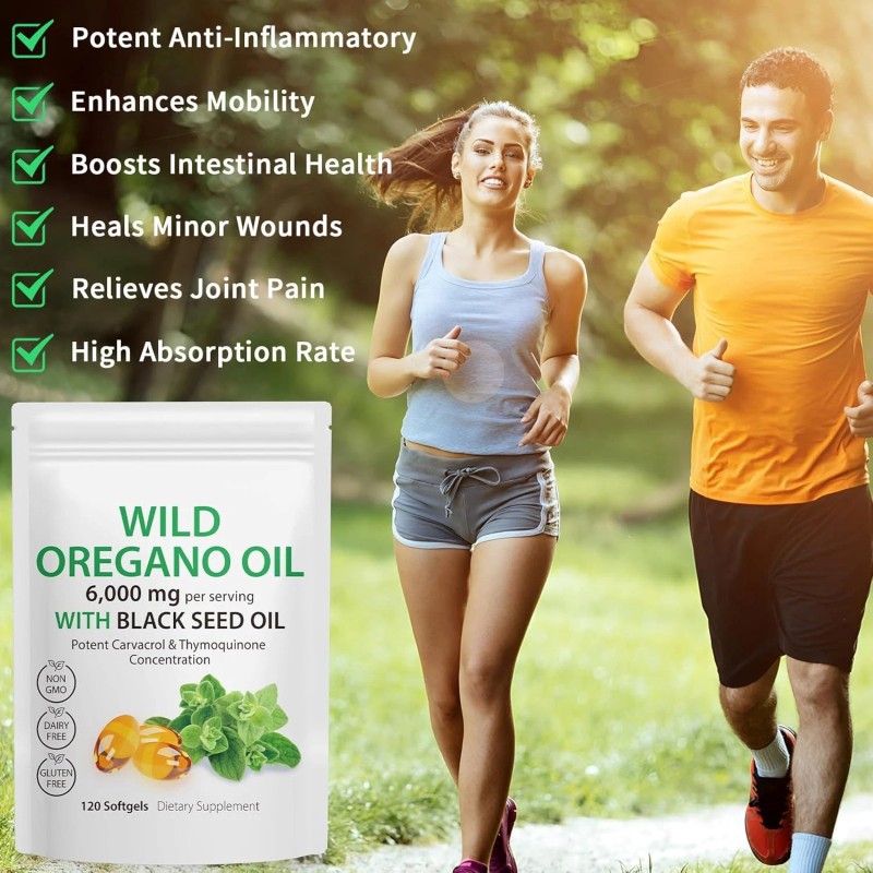 Daiasns Oregano Oil Capsules,240 Softgels, 2 in 1 6,000mg Wild