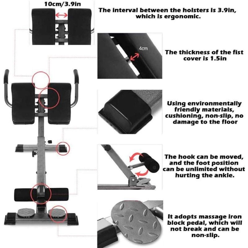Roman Chair Back Hyper Extension Bench Adjustable Exercise Machine for