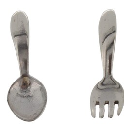 Touch Jewellery 925 Sterling Silver Fork and Spoon Design Stud Earrings