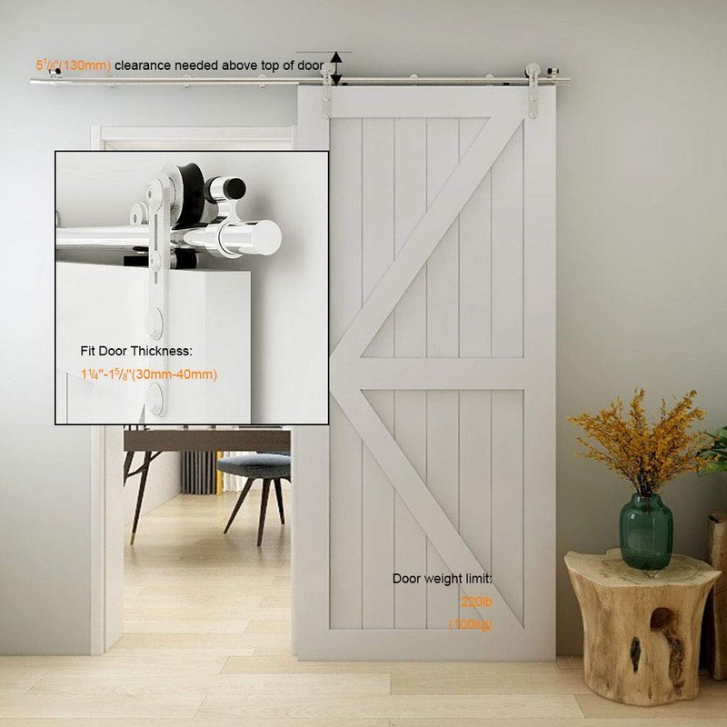 TSMST 4FT Sliding Barn Door Hardware Kit, Stainless Steel Heavy