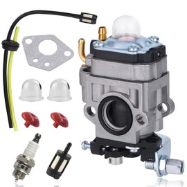 43cc-52cc Carburetor Carb for Harbor Freight Predator 52cc Earth Auger 56257 57341 / Earthquake MC43 MC43E MC43CE MD43 43cc Tiller Cultivator / E43 E43CE Earth Auger MP15 with Spark Plug Primer Bulb