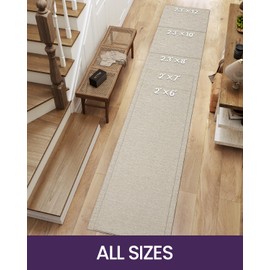 DEXI Hallway Runner Rug 2'x7', Non Slip Rubber Backed Runners Carpet, Ultra Thin Entryway Rugs Indoor for Kitchen Hallway Entrance Bedroom, Beige