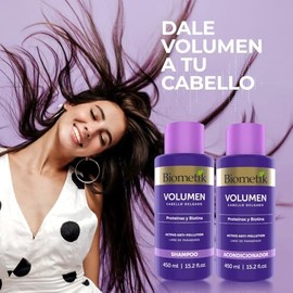 Biometik Volumen, Shampoo para Cabello Delgado, Mayor Volumen, Mejora el Brillo y Aumenta el Grosor del Cabello, Adicionado con Proteínas y Biotina,  