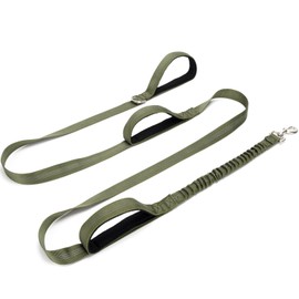 BTINESFUL 8ft Dog Leash with 3 Handles, Triple Handle, Reflective, Shork Absorbing Bungee, Control & Safety Training for Large Medium Dogs (Army Green, 1 in x 8 ft)