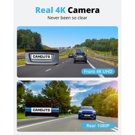 Camdots 4K Dash Cam Front and Rear, GD10 Upgraded Version 3" IPS Touchscreen Front 4K Rear 1080P Dual Dash Camera for Cars, Built-in WiFi GPS Type-C, Free 32GB Card, Night Vision, Parking Mode