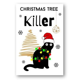 Second Ave Funny Cat Christmas Tree Killer Xmas Holiday Festive Greetings Card