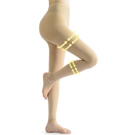 Beister Compression Tights Unisex 15-20mmHg Graduated Pressure Foot Swelling Relief Footless Design High Waist for Sleeping Work Maternity Support, beige, L
