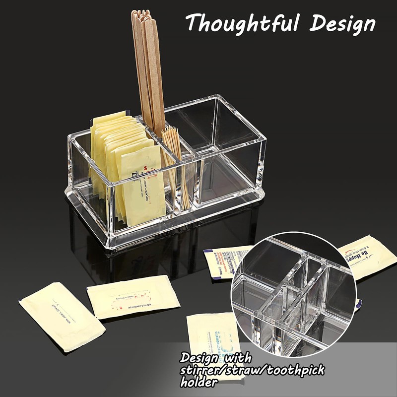 IGNPION 2pcs Sugar Packet Caddy, Plastic Tea Bag Organizer with