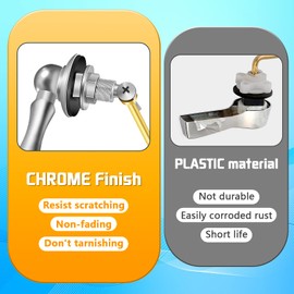 Boltigen Universal Front Angle Mount Toilet Handle, Chrome Finish Toilet Tank Flush Handle Lever, Toilet Trip Lever Handle Replacement Kit with 1pc Stainless Steel Flapper Chain