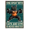 WADORN Metal Sign "Cat Gym" Sign With The Inscription "Time