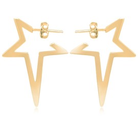 Nobel Schmuck Silver Hoop Earrings Star 925 Sterling Silver Gold Rose Gold, Silver, No Gemstone