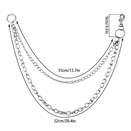 Silver Non-mainstream Wallet Chain Punk Men Cool Trouser Long Key For Pants Jeans Chain Gothic Rock Retro Trend Pants Chains (A)