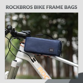 ROCKBROS Bicycle Frame Bag Large Capacity Top Tube Bag with 2 Side Pockets Bike Tool Bag Cycling Storage Bag with 1 Adjustable Shoulder Strap, 12 Colors