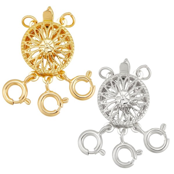 NBEADS Pack of 2 Necklace Connector Clasp, Brass Multi-Strand Clasps